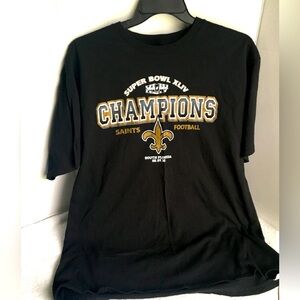 New Orleans Saints Shirt X-LARGE Short Sleeve 2009 Super Bowl Champions Black